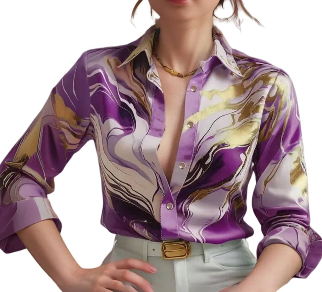 Indoprimo Satin Printed Stylish Shirt For Women