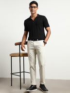 Nobero MenS Self Design Regular Fit Polo Shirt (1M-Twpo-R0013_Black