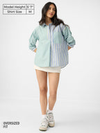 The Souled Store Stripe Shirt: Siesta Women and Girls Long Sleeves Collared Neck Button Front Cotton Blend Boyfriend Shirts