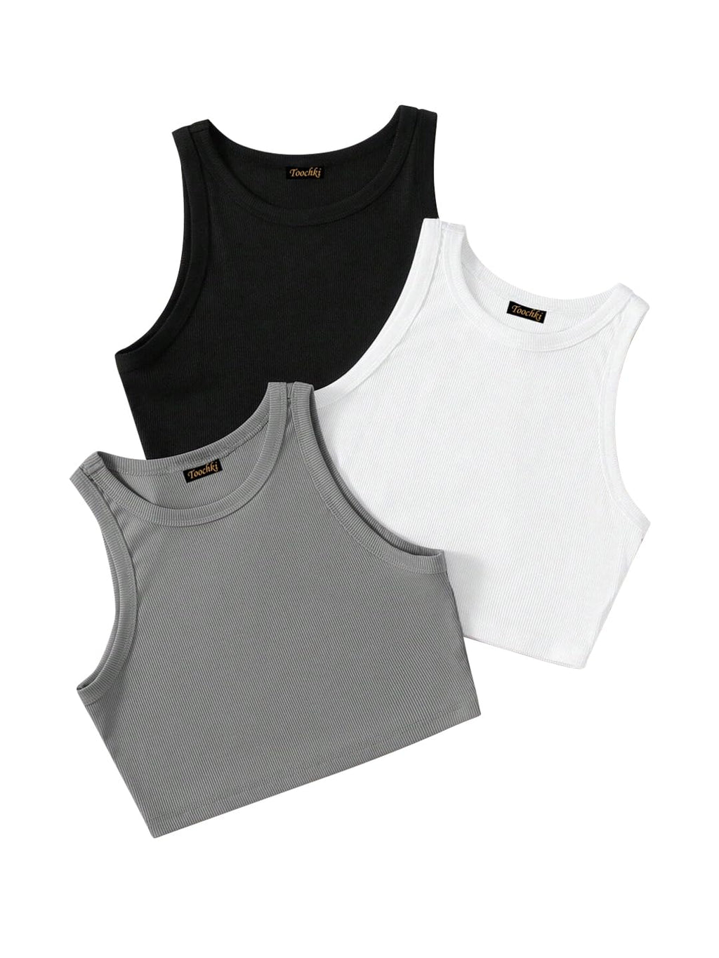 Toochki Tops for Woman | Spandex Top | Crop | Short | Western | for Jeans | Sleeveless | Stretchable | Pack of Three | Black-Whi