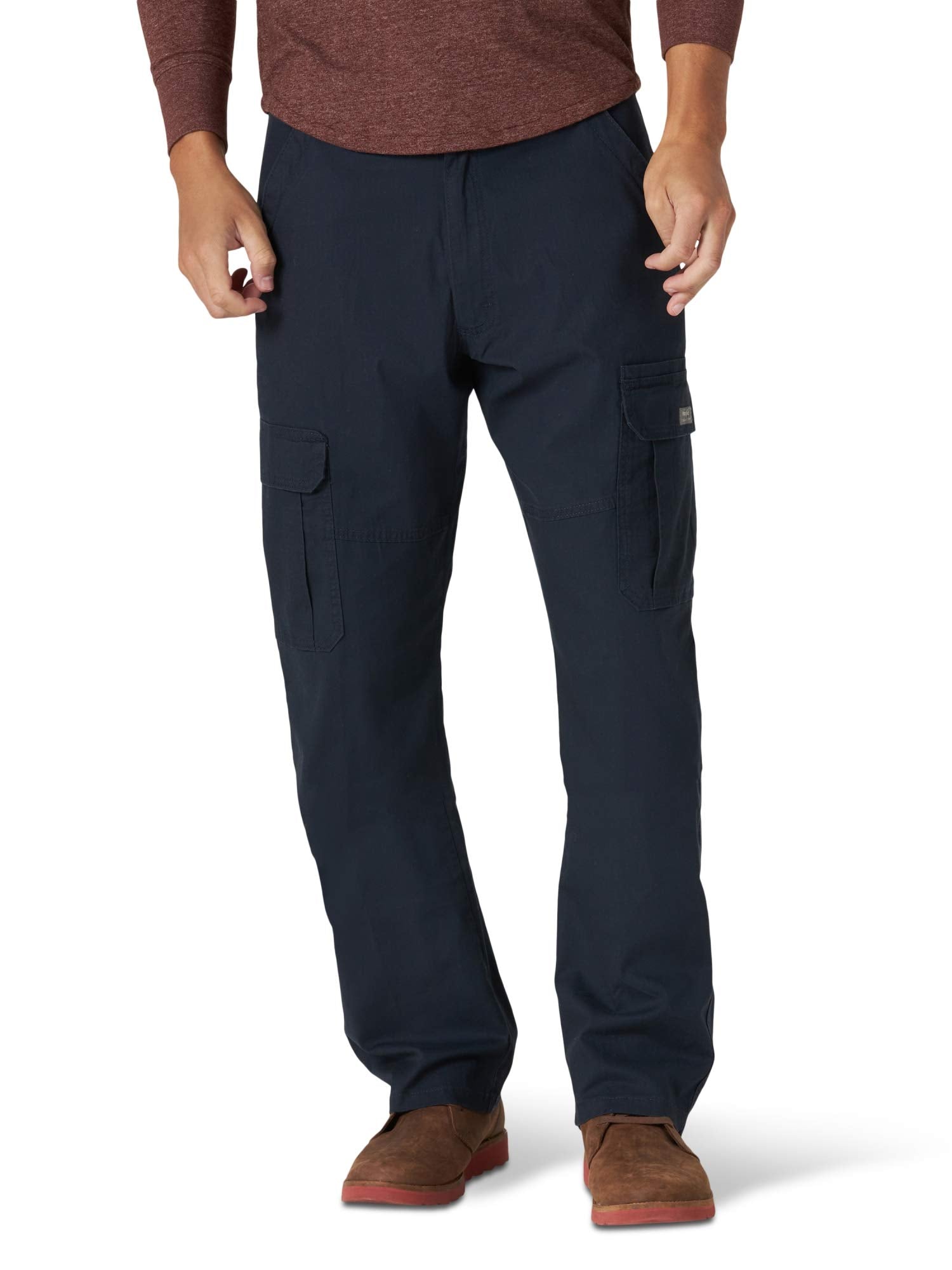 Wrangler Authentics mens Relaxed Fit Stretch Cargo Casual Pants, Navy, 42W x 32L US