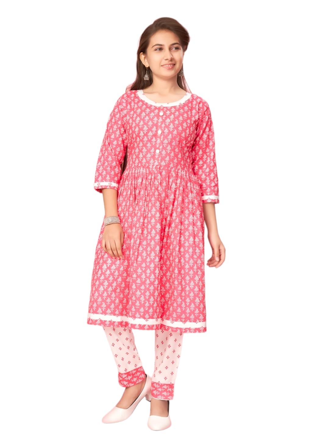 Aarika Girls Pink Colour Cotton Printed Kurti (KURTI-K-TR-03-PINK-40)