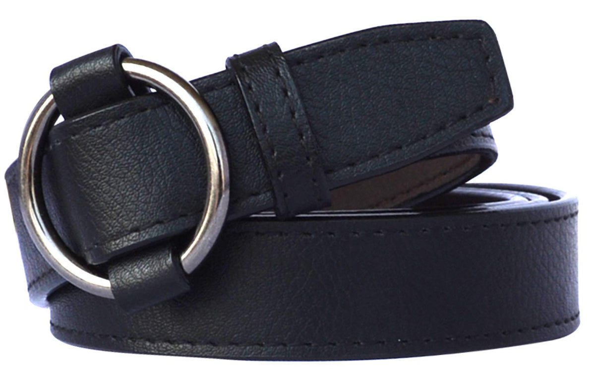 Sunshopping WomenS Synthetic & Faux Leather Belt (FdrBtMes2BlMfd34_Black) 34