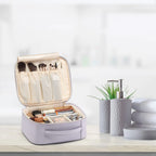 Vlando Makeup Bag Travel Cosmetics Bag Faux Leather Make up Bag Portable Artist Storage Bag with Adjustable Dividers for Cosmeti