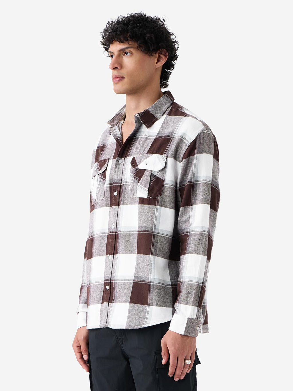 The Souled Store Plaid Shirt: Rust Men and Boys Long Sleeves Collared Neck Button Front Cotton Regular Fit Utility Shirts