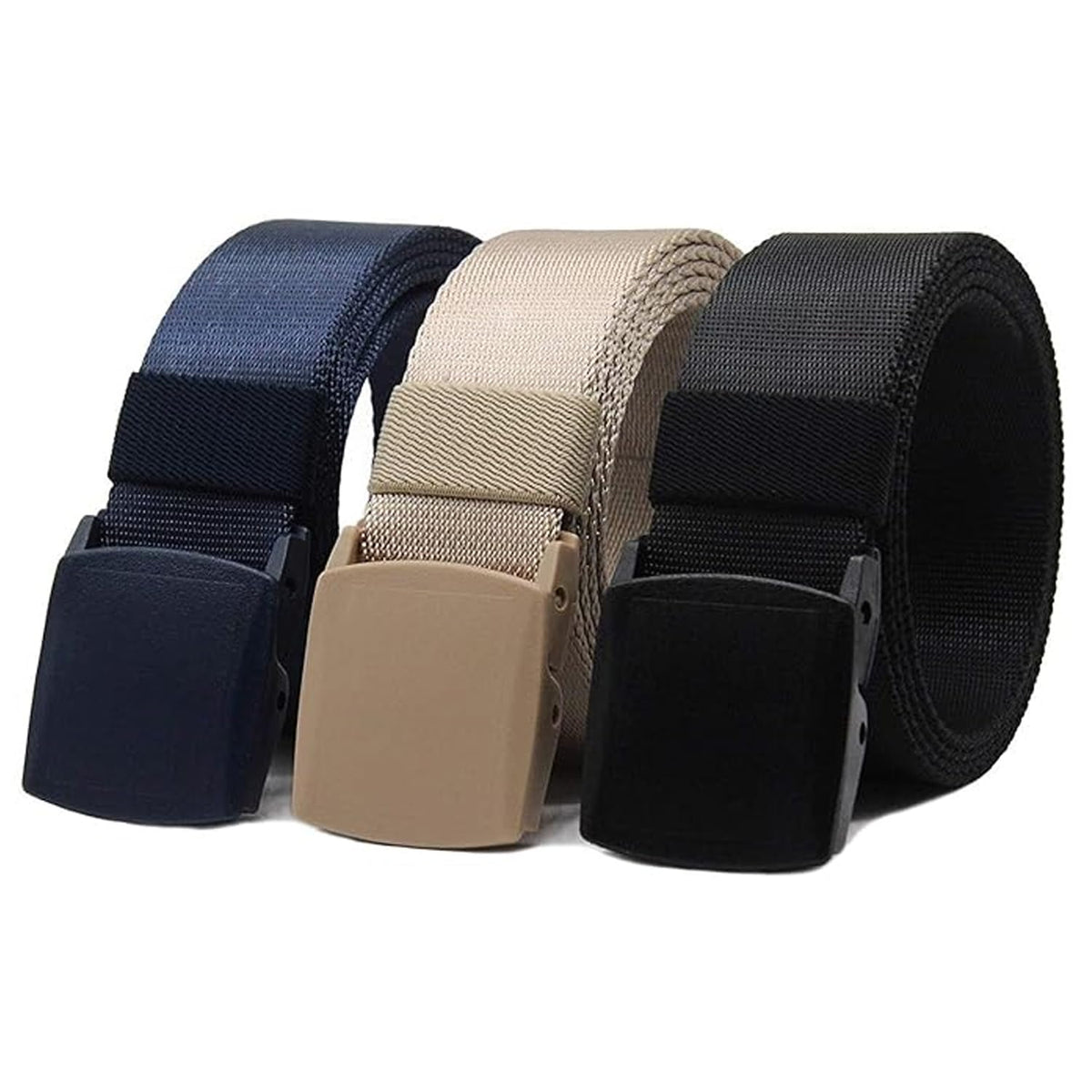 Aadikart Nylon Fabric Rachet Belt For Men | Formal/Casual (BlackBlueBeige) 40