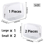 3 Pack Clear Plastic Zippered Toiletry Carry Pouch TSA Approved Toiletry Bag Portable Cosmetic Makeup Bag for Vacation, Bathroom