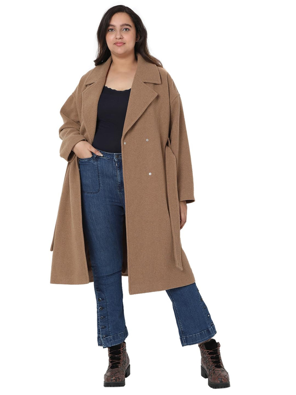 Vero Moda Curve Regular Fit Coat (104454301_Tigers Eye_44)