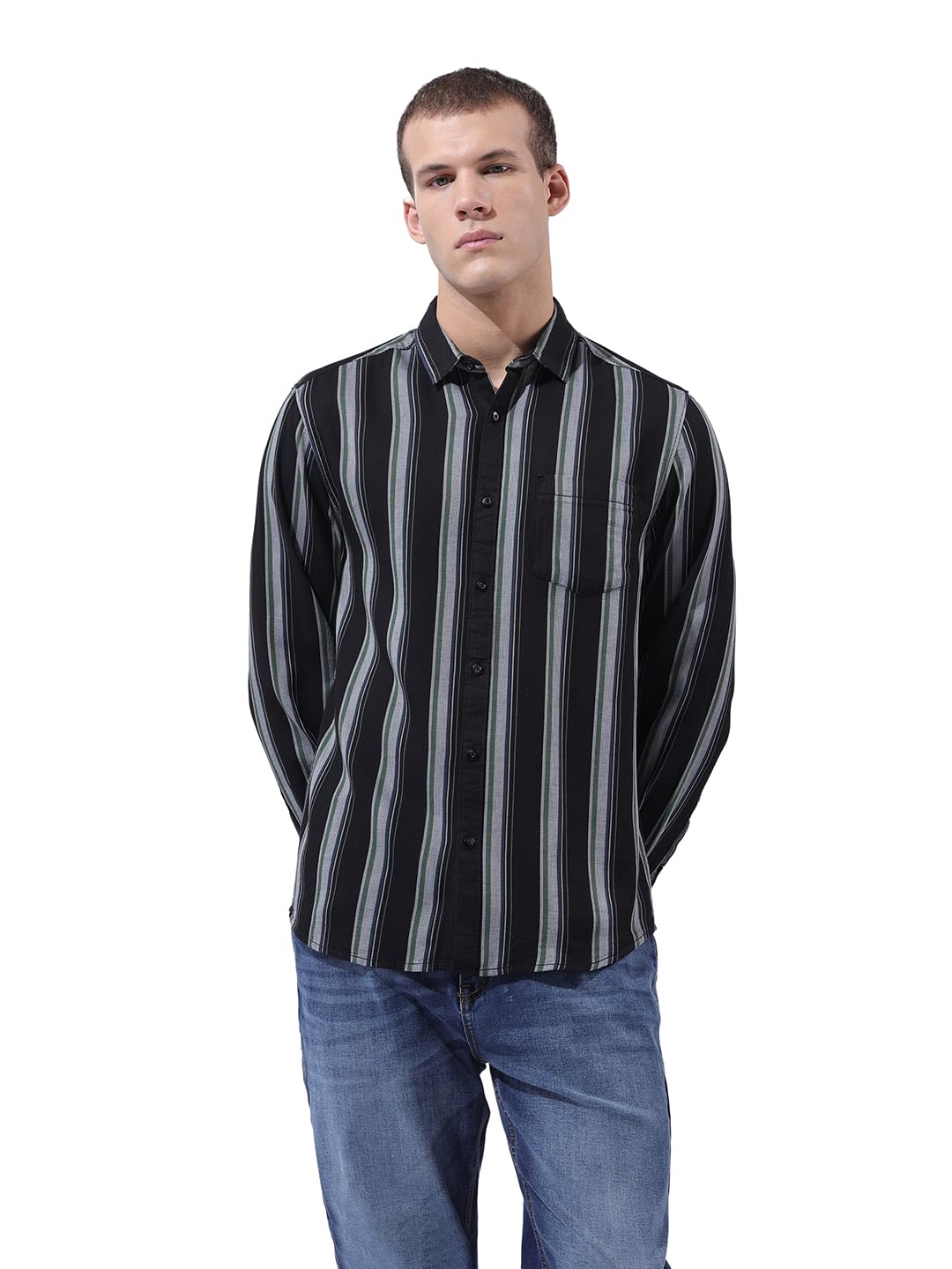 The Indian Garage Co Mens Slim Fit Striped Long Sleeves Shirt
