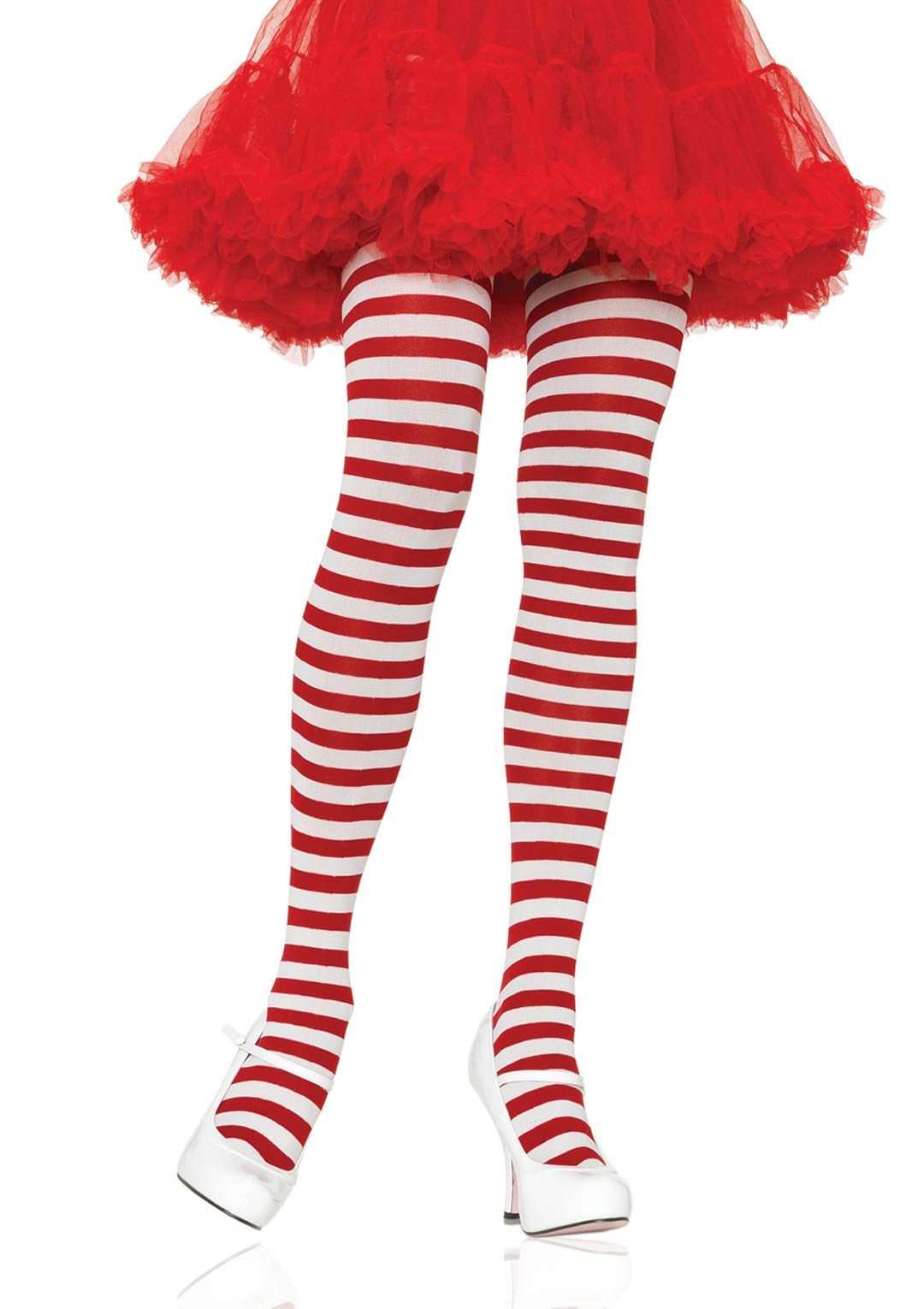 Morris Costumes UA7100QRW Tights Striped Plus Red-white