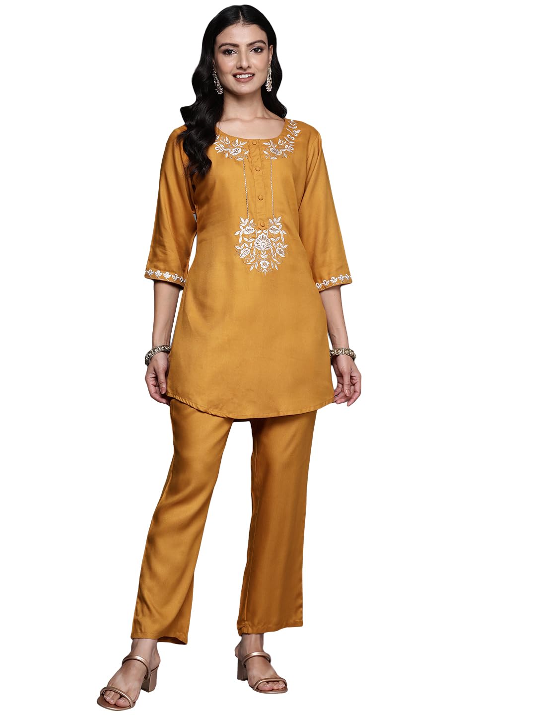 Libas Womens Embroidered Wool Co-Ord Set For Women