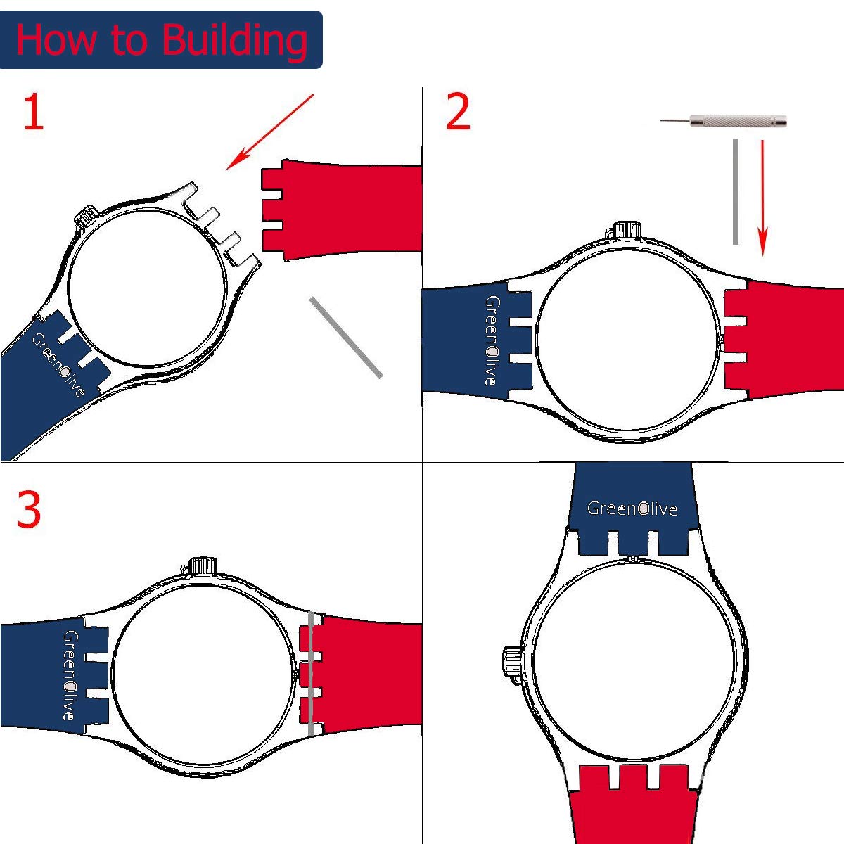 Silver Plated Stainless Steel Buckle Waterproof Silicone Rubber Watch Strap Watch Band (19mm, Black)