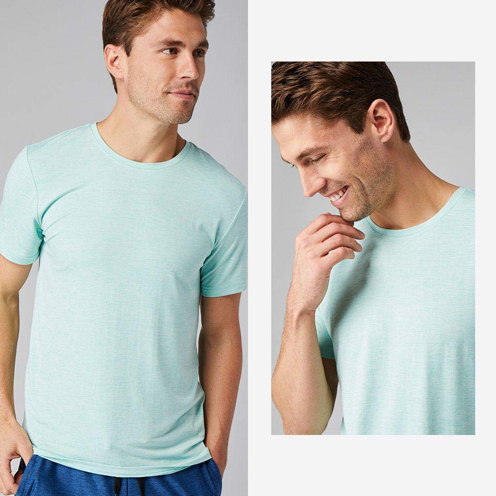 32 DEGREES Mens Cool Solid Crew Neck Tee Shirt, Dark Grey Heather, Size Medium