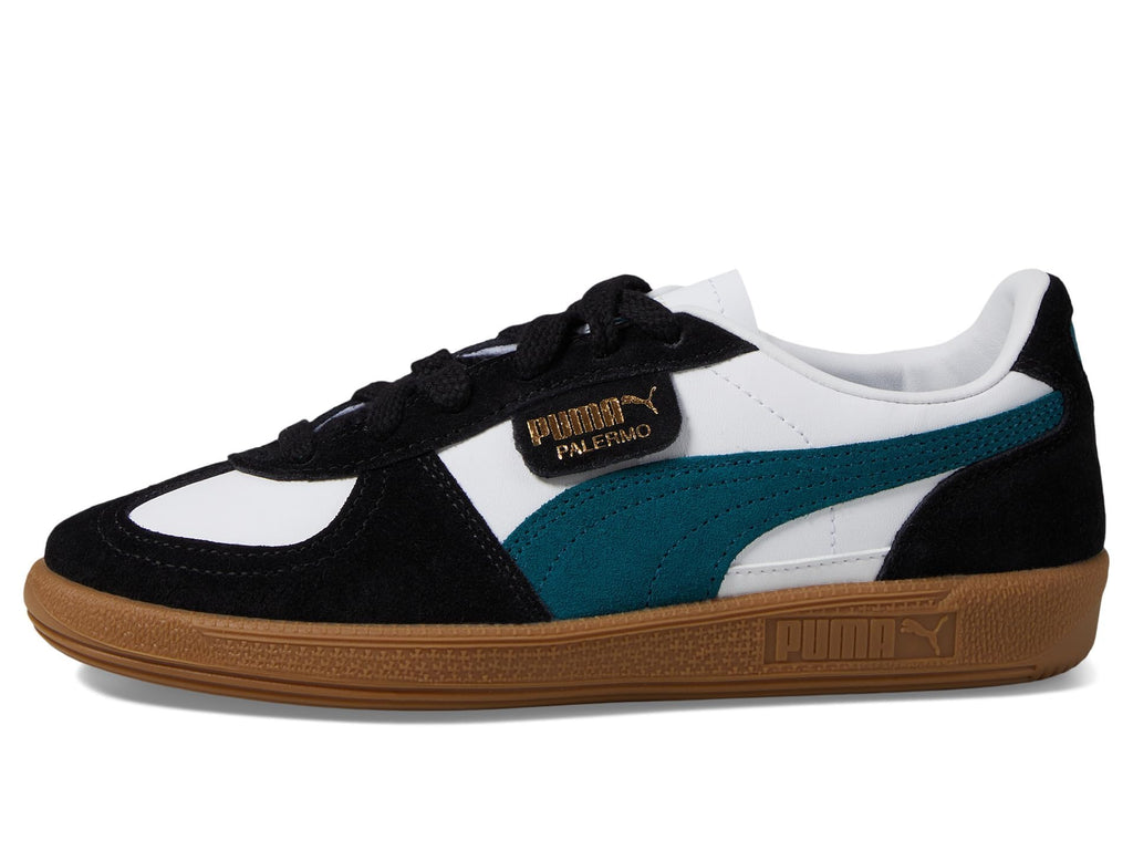 PUMA Palermo (Big Kid) Sneaker, White/Cold Green Black, 6 US Unisex