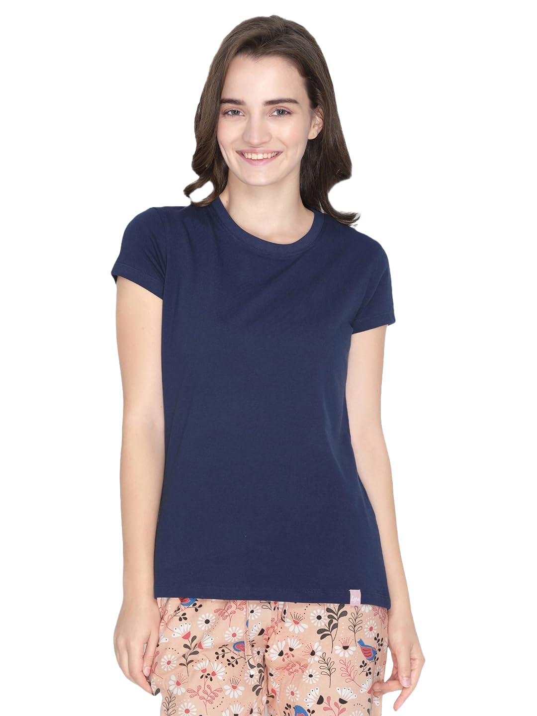 Lyra 401 Navy Blue Half Sleeve Round Neck Regular Fit T-Shirt For Women