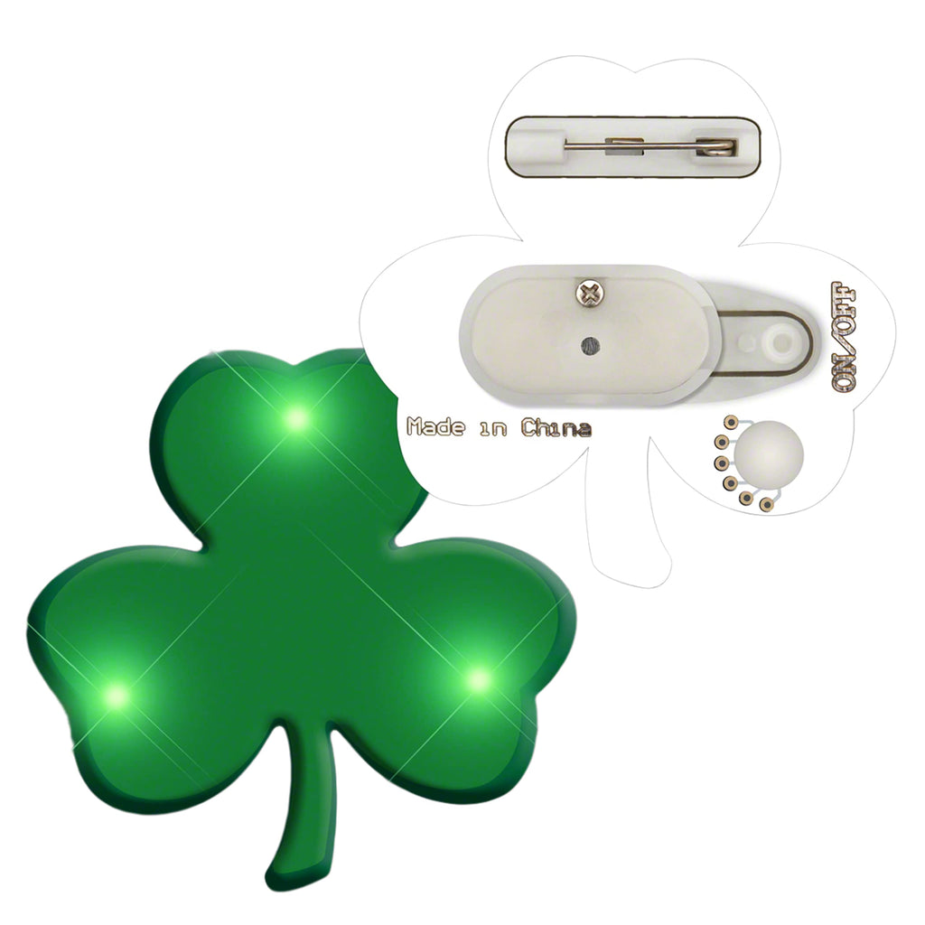 Shamrock Flashing Body Light Lapel Pins for St. Patricks Day by Blinkee