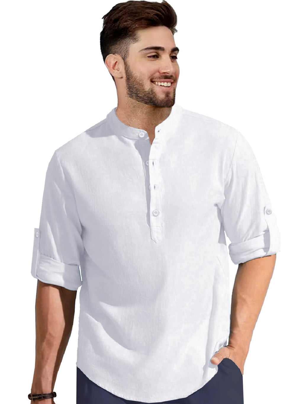 BE ACTIVE Mens Solid Linen Blend Short Kurta with Mandarin Collar || Short Kurta for Men Cotton || Stylish Short Kurta || Short