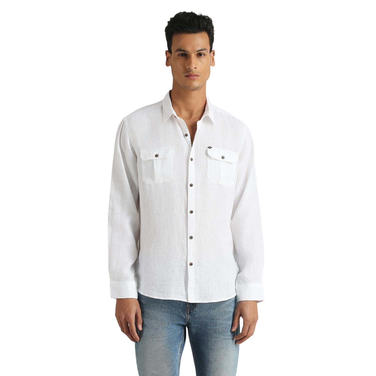 Pepe Jeans MenS Solid Regular Fit Shirt (Pm308690_White