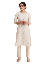 W For Woman Folksong By W Round Neck Kurta Y/D 42 L 3/4Th Slv White