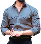 CB-COLEBROOK Mens Regular Fit Fancy Double Pocket Utility Casual Shirt for Men Full Sleeves Stylish Shirt - Cargo (Previously G