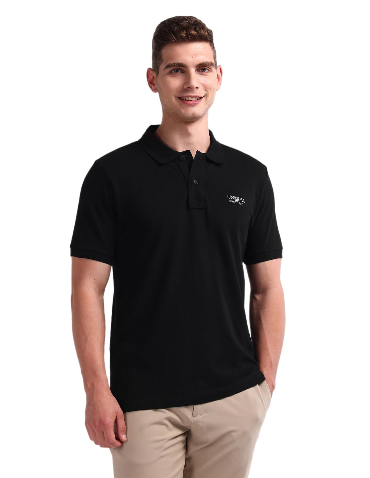 U.S. Polo Assn. MenS Ribbed Collar Pure Cotton Slim Fit Polo Shirt (Ustshs2219_Black 1_2Xl) 2
