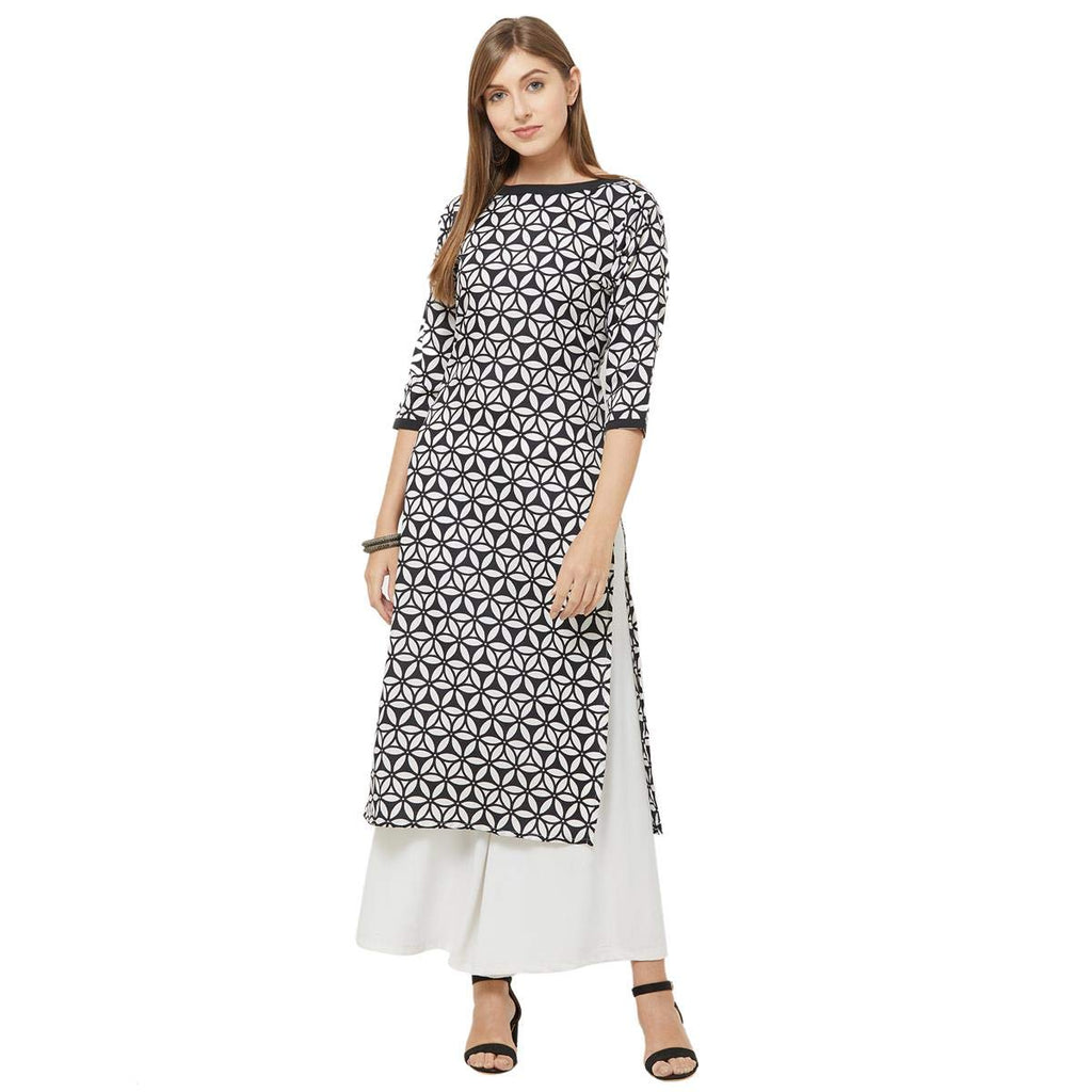 Anni Designer Women'S Multi-Coloured Crepe Straight Calf Length Ethnic Printed Kurti(Pack Of 2)(Kurti-Combo-204_S_1-Multi-Colour