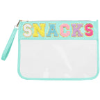 Siwara Snack Bags Clear Pouch Travel Makeup Bag Stoney Clover Chenille Letter Bags for Zipper Pouch Clear Cosmetic Bag Clear Tot