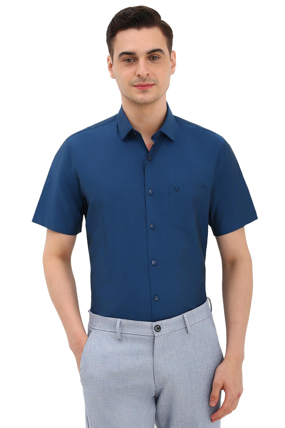 Allen Solly Men Slim Fit Solid Formal Half Sleeve Short Sleeve Shirt
