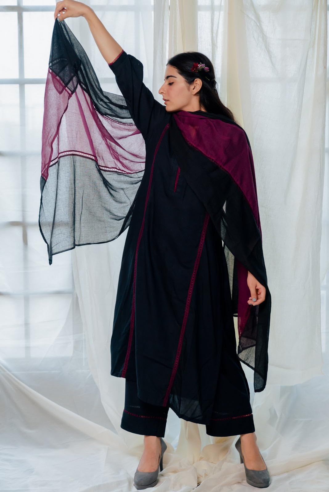 Anni Designer Women'S Rayon Viscose A-Line Solid Kurta With Pant & Dupatta