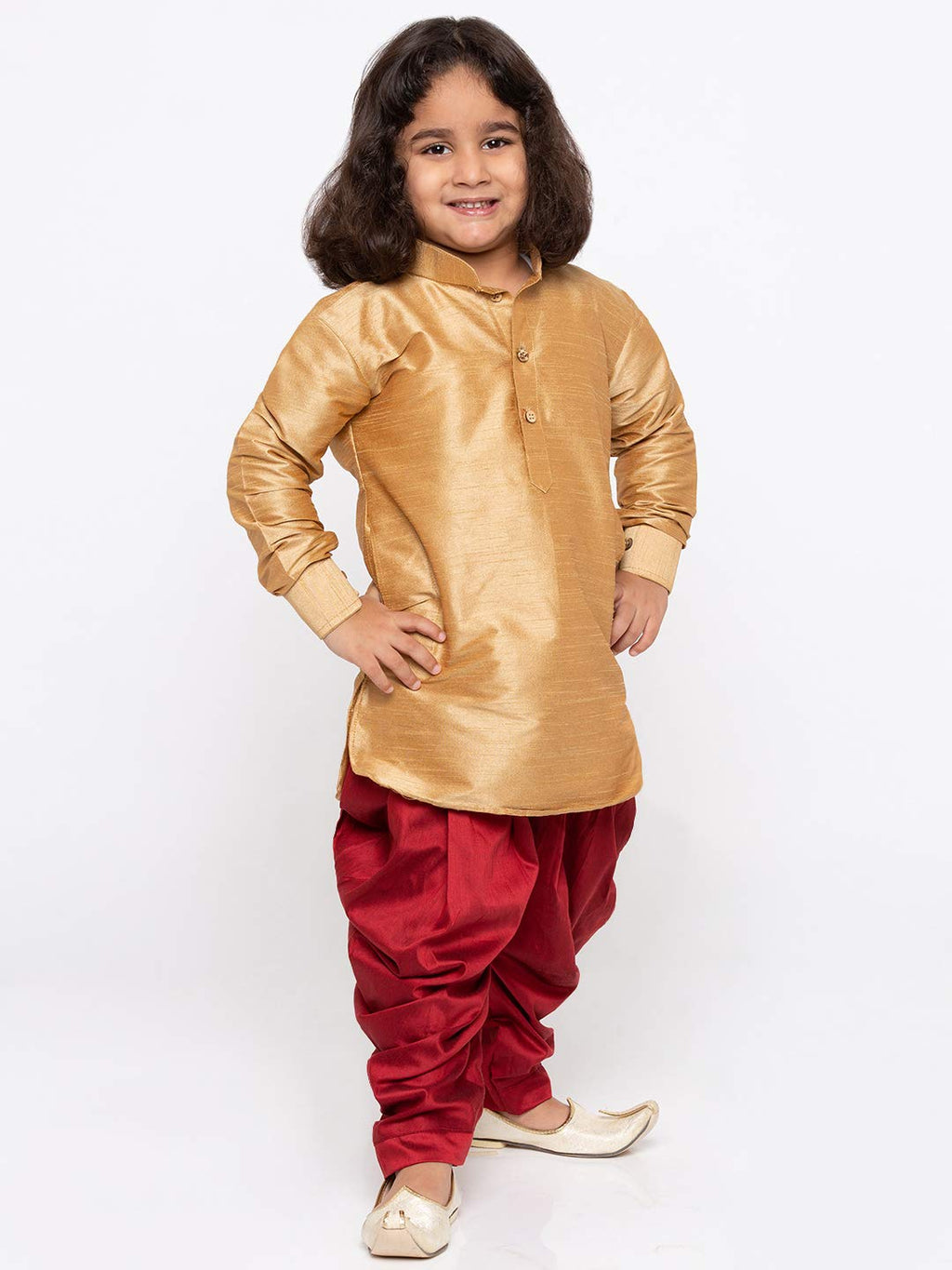 Jbn Creation Boys Silk Blend Kurta And Dhoti Set - Ethnic Elegance For Festivals | Pathani Style Full Sleeves Kurta And Cowl Sty