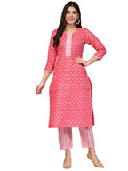 LookMark Womens Trendy Printed Cotton Blend Straight Kurta Pant Set||AZ-LM-P1-KS2100-XL Dark Pink