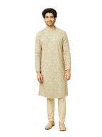 Manyavar Mens Green Viscose Kurta Pyjama Set