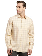 Turtle Men 100% Cotton Slim Fit Beige Casual Shirt