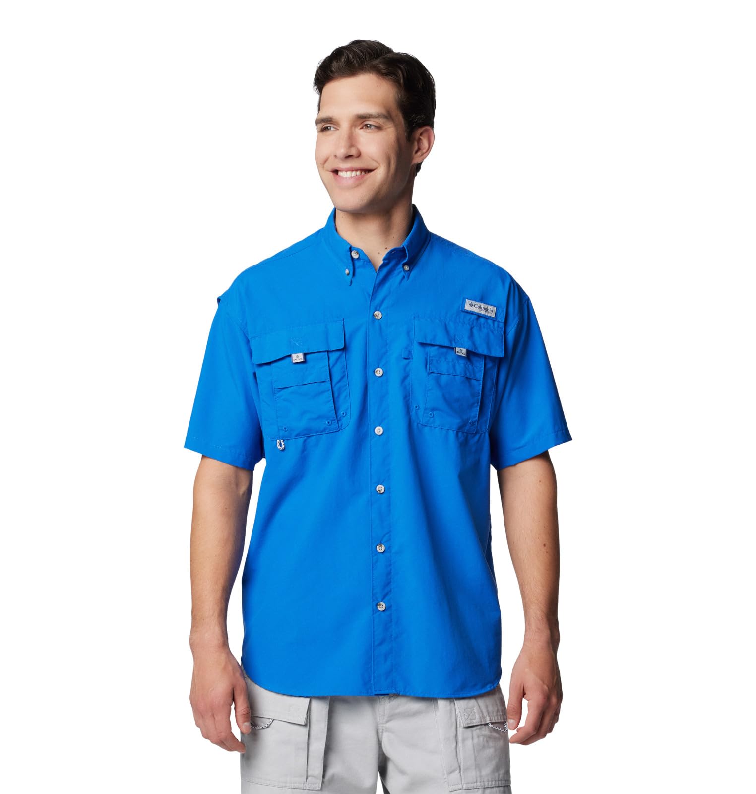 columbia Mens Bahama II UPF 30 Short Sleeve PFg Fishing Shirt, Vivid Blue, Medium