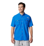columbia Mens Bahama II UPF 30 Short Sleeve PFg Fishing Shirt, Vivid Blue, Large