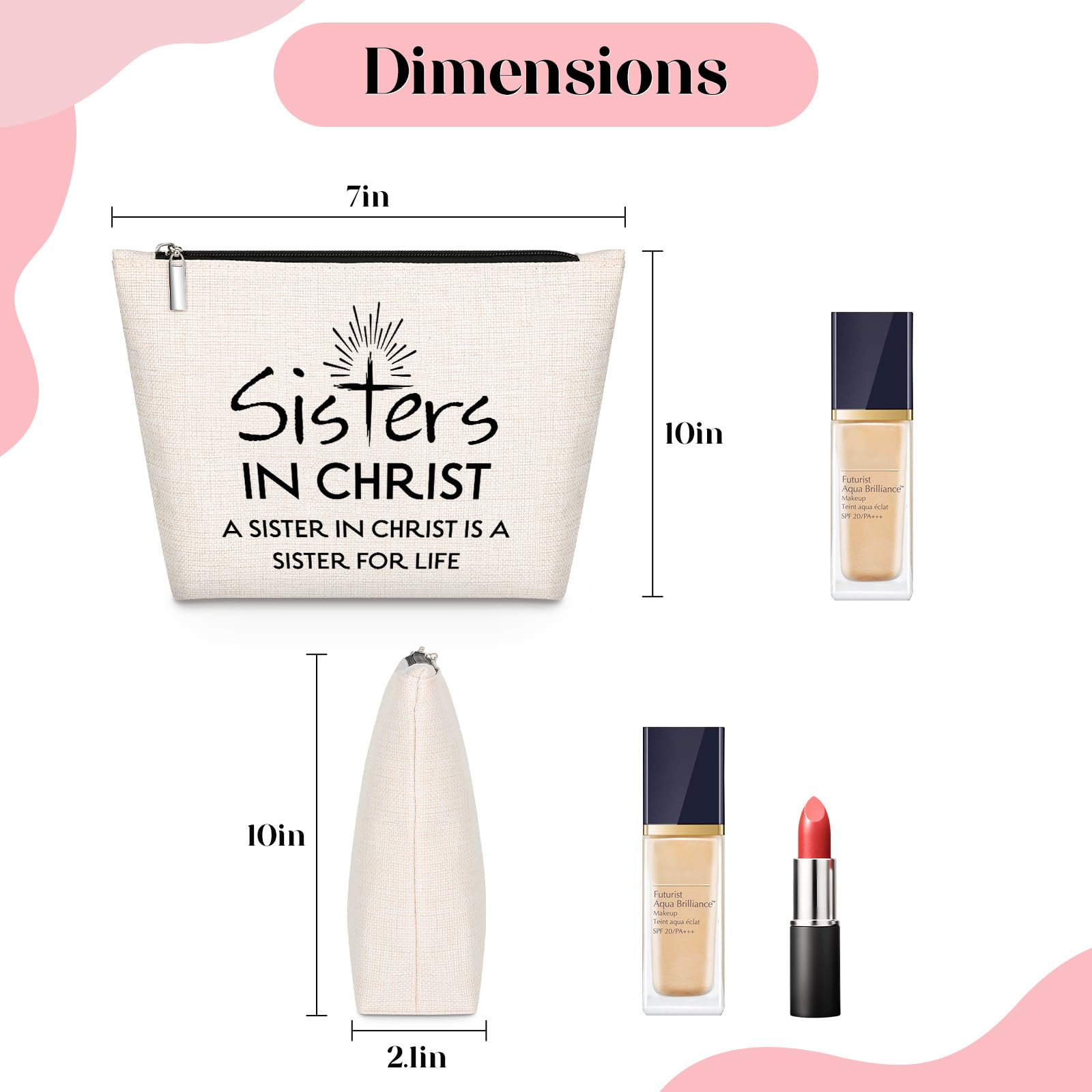 Christian Makeup Bag , Christian Gifts for Women Faith Religious Gifts for Sister in Christ, Best Friendship Birthday Gift for F