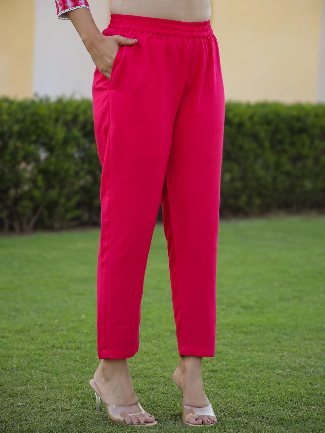 ANNI DESIGNER Women s Kurta Rayon Blend Pants with Dupatta, Pink, Medium