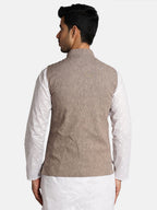 Wintage Cotton Brown Solid Modi Nehru Jacket: Medium