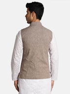 Wintage Cotton Brown Solid Modi Nehru Jacket: Small