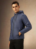Dennis Lingo Men Regular Fit Ployseter Solid Full Sleeves Hooded Padded Jackets