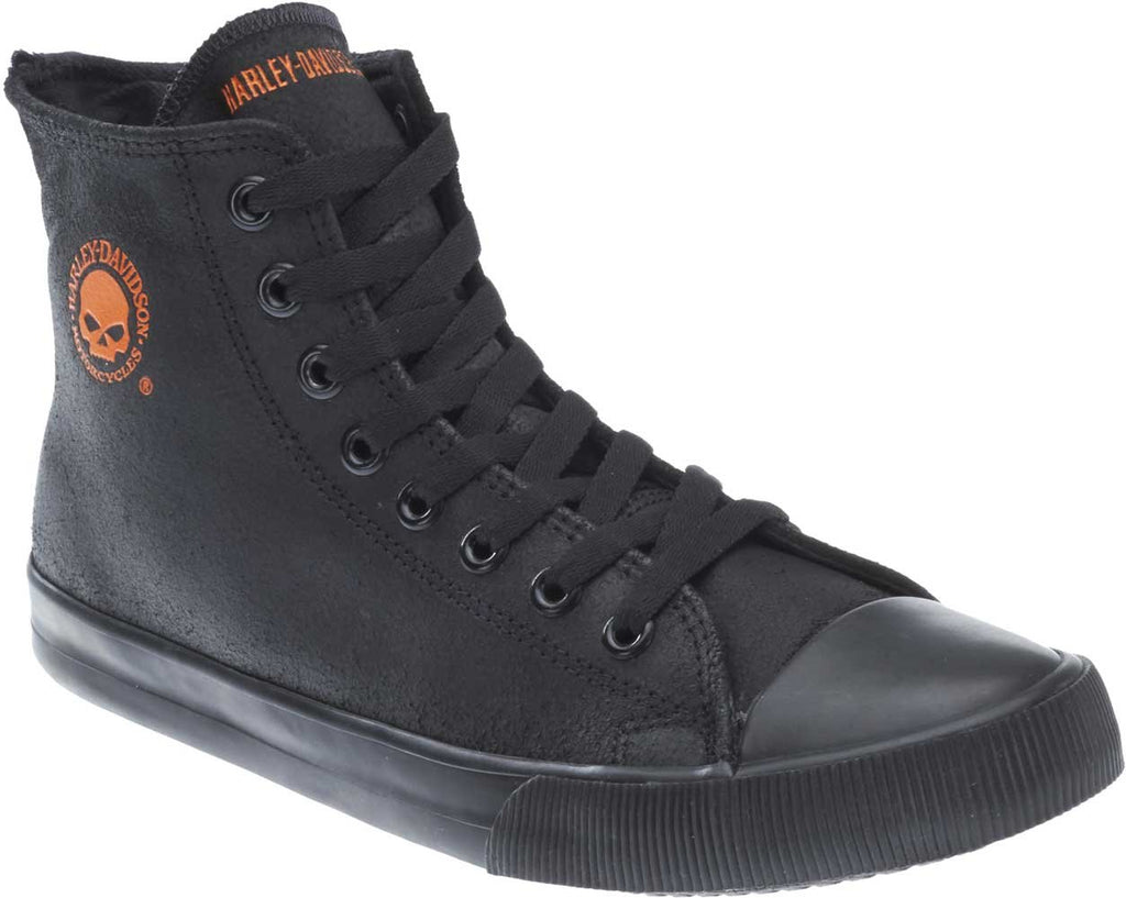 Harley-Davidson Men's Baxter Leather Motorcycle Casual Sneaker, Black/Orange, 11.5
