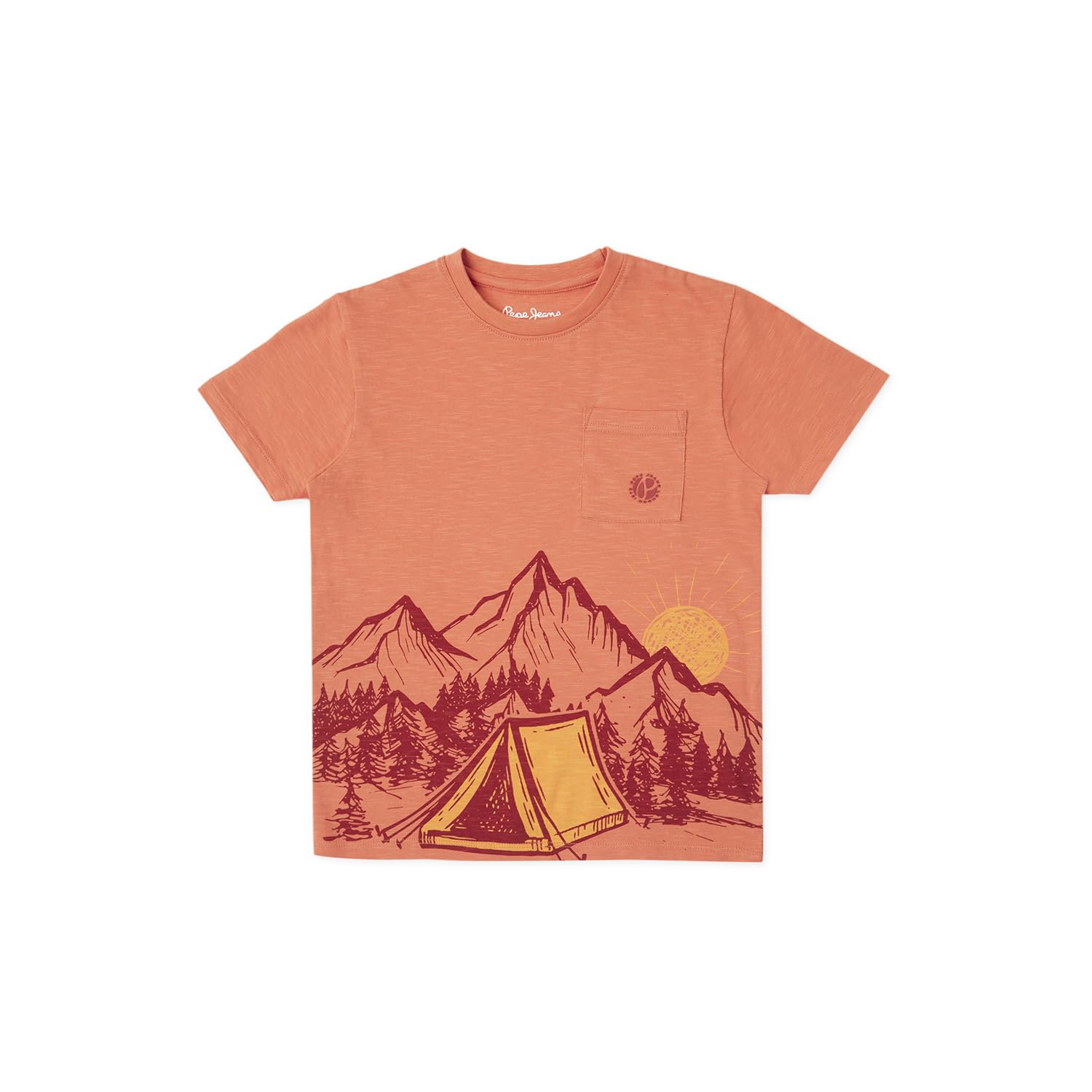 Pepe Jeans Tryver Graphic Printed T-Shirt Peach Orange