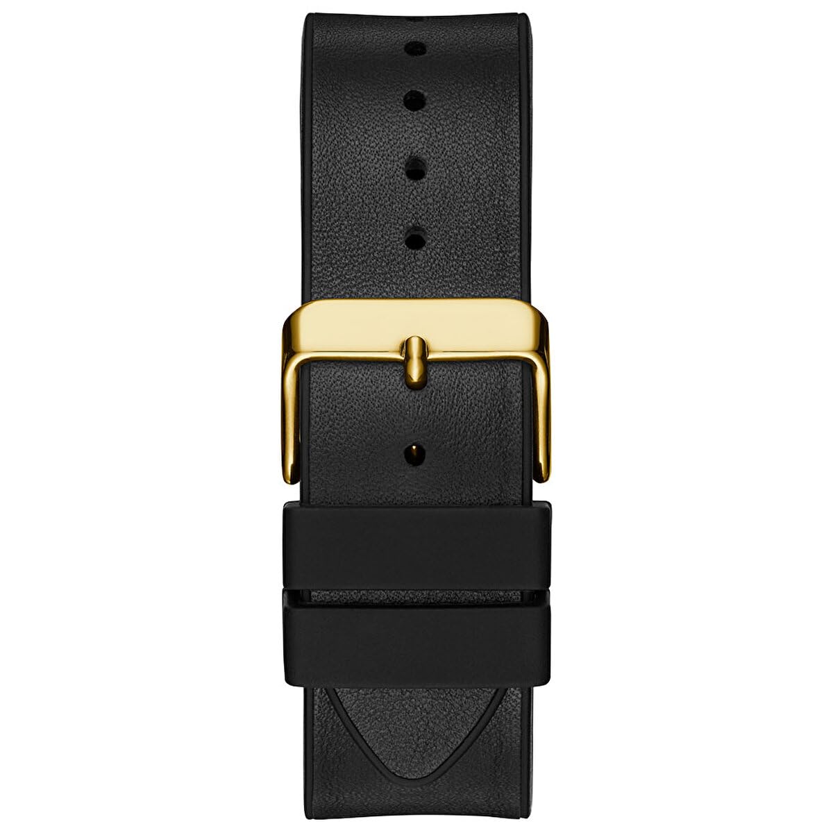 GUESS Men's Trend Multifunction 43mm Watch - Black & Gold-Tone Dial with Gold-Tone Polycarbonate Case & Flex Leather/Silicone St