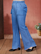 Aarika Girls Casual Wear Blue Colour Solid Denim Palazzo (12-16 Years)