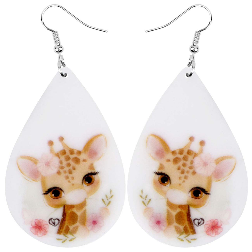 NEWEI Acrylic Cute Basket Giraffe earrings Drop Dangle Fashion Animal Jewelry For Women Gift Charms (Black)