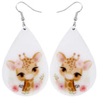 NEWEI Acrylic Cute Basket Giraffe earrings Drop Dangle Fashion Animal Jewelry For Women Gift Charms (Black)