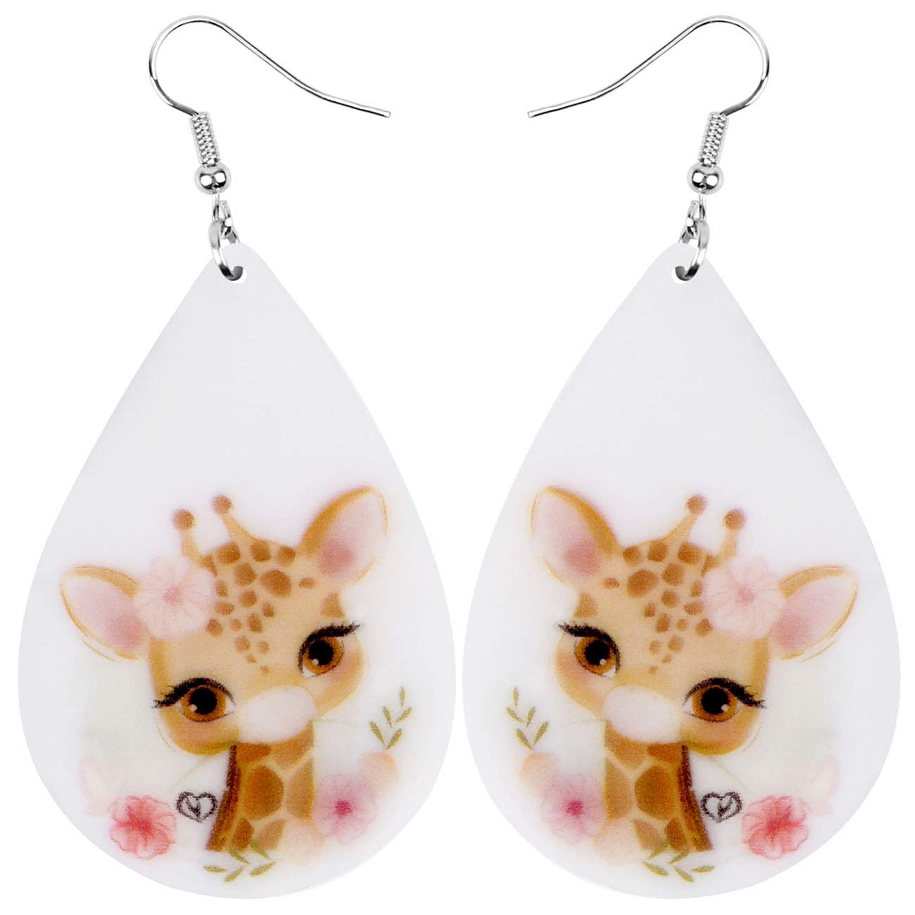 NEWEI Acrylic Cute Basket Giraffe earrings Drop Dangle Fashion Animal Jewelry For Women Gift Charms (Black)