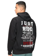 Bewakoof MenS Graphic Print Oversized Fit Full Sleeve Hooded Fleece Hoodies_649880_Black_Xl
