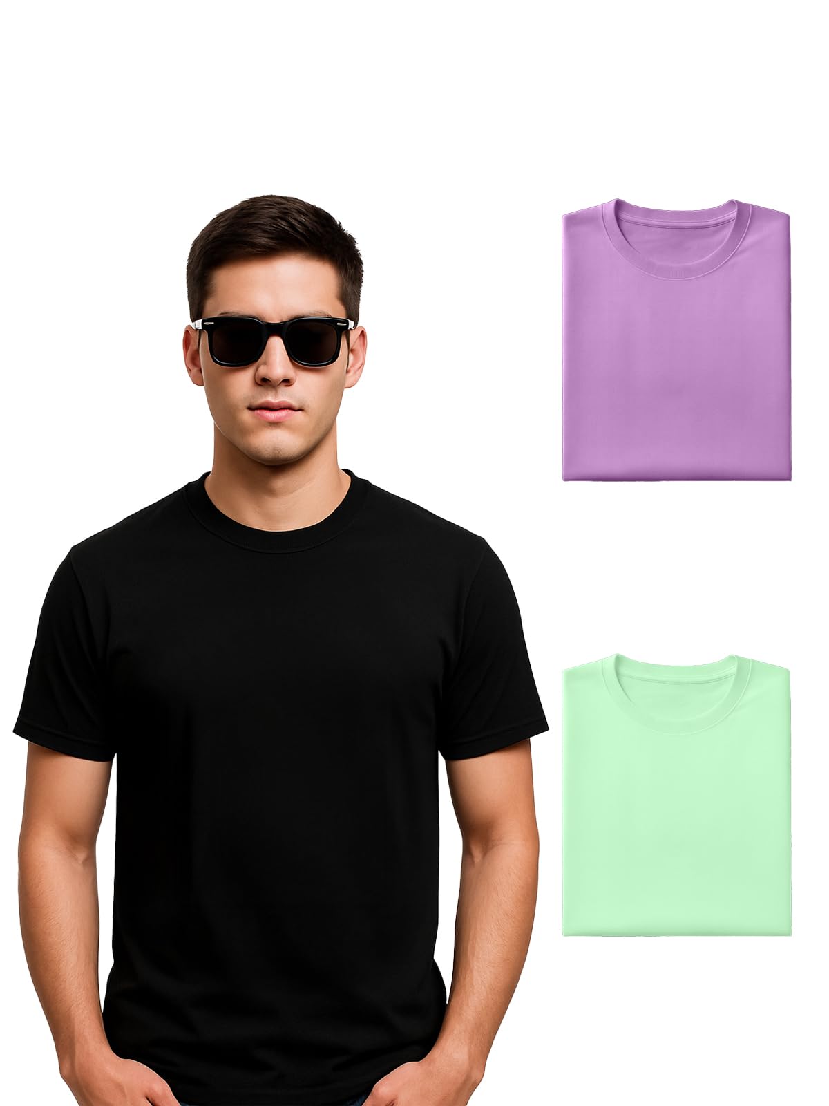 Veirdo Men's Cotton Regular Fit Short Sleeve Solid Round Neck T-Shirt
