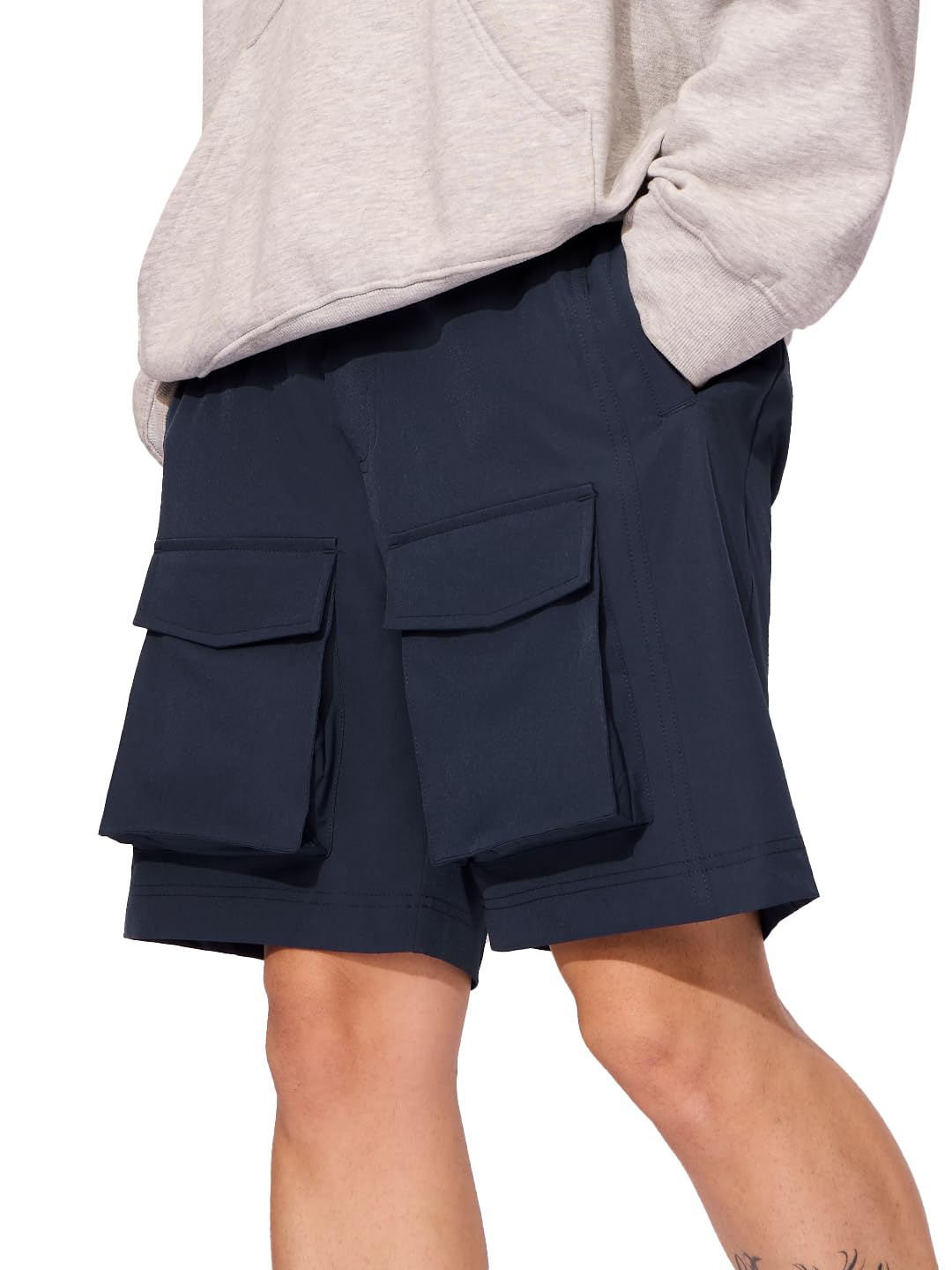 The Souled Store Solids: Navy Blue Men and Boys Drawstringed Polyester Knee Length Bermuda Shorts